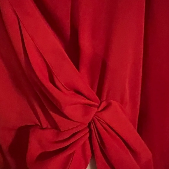 H Halston Faux Wrap  Knotted High Low Boho Long Sleeve Blouse Size medium, NWOT - Picture 4 of 6